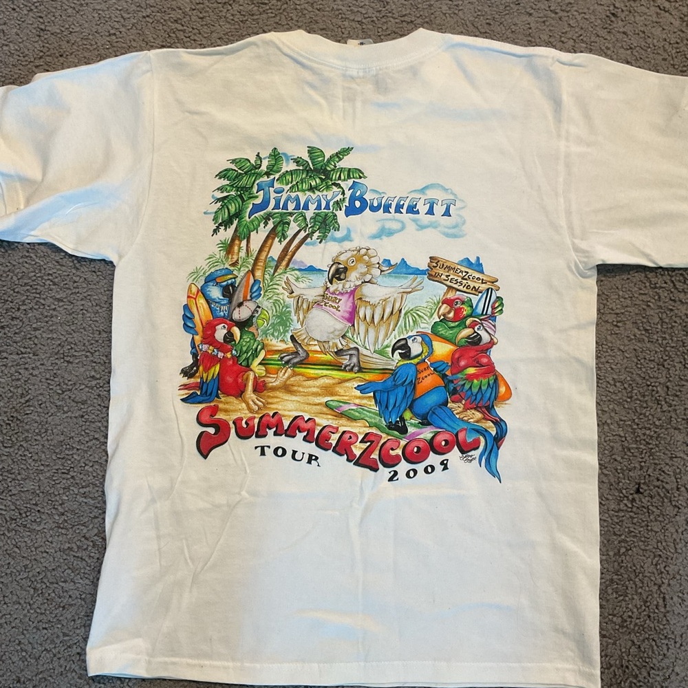 Jimmy Buffet Summerzcool Tour 2009 Vintage Men’s White Cotton Graphic T-Shirt, M